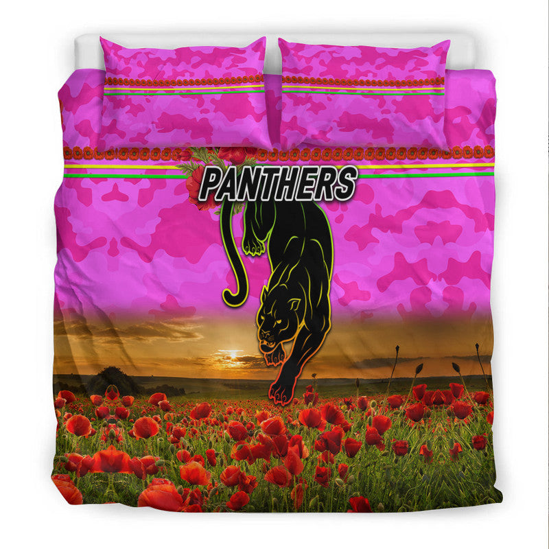 Penrith Panthers ANZAC 2022 Bedding Set Poppy Flowers Vibes - Pink - Vibe Hoodie Shop