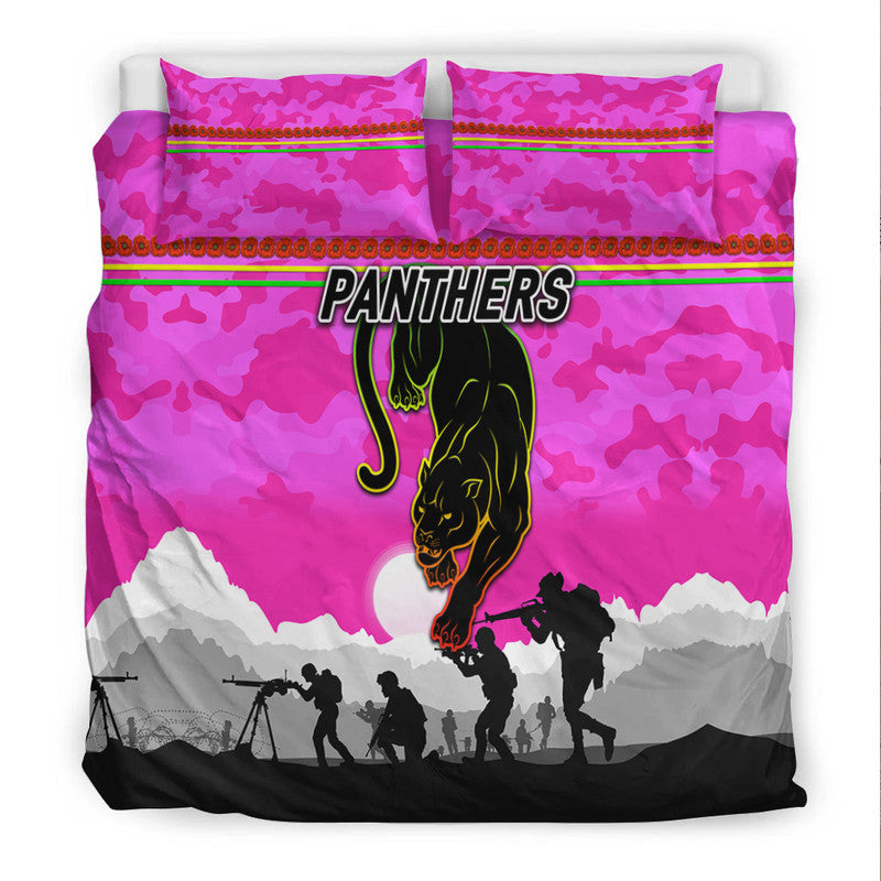 Penrith Panthers ANZAC 2022 Bedding Set Simple Style - Pink - Vibe Hoodie Shop
