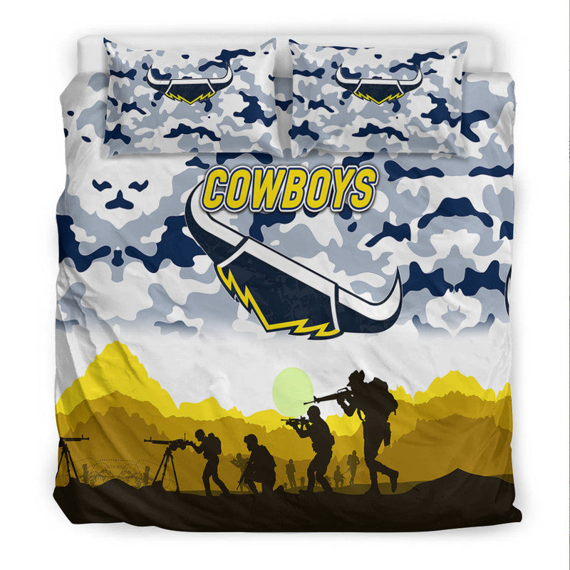 North Queensland Cowboys ANZAC 2022 Bedding Set Simple Style - White - Vibe Hoodie Shop