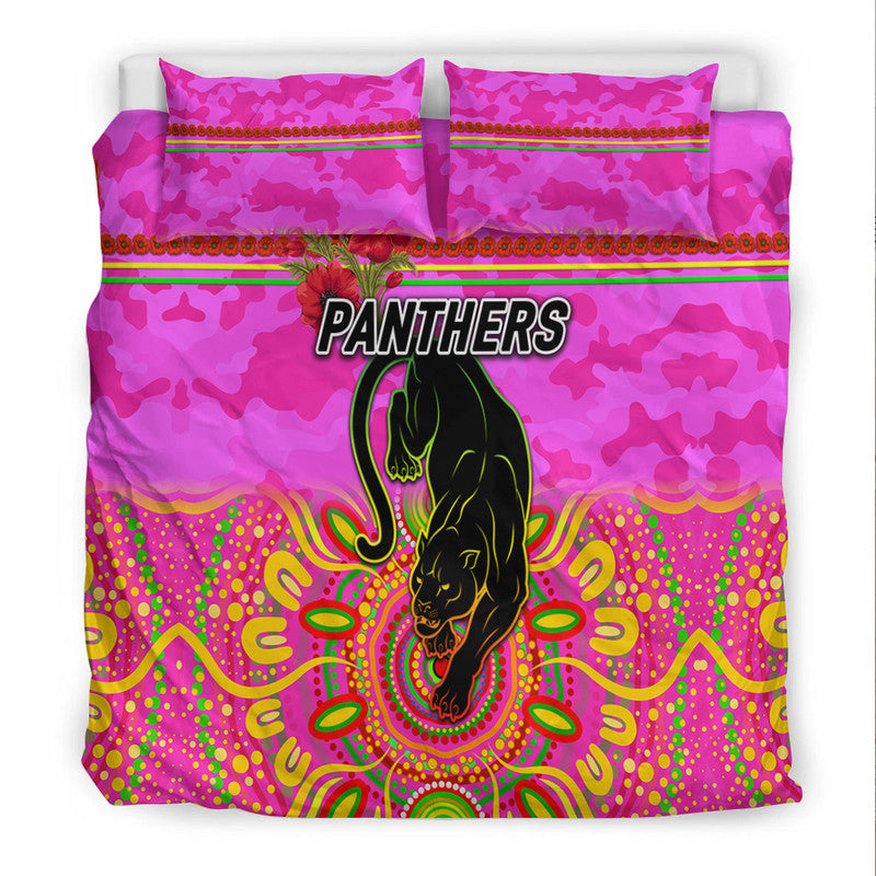 Penrith Panthers ANZAC 2022 Bedding Set Indigenous Vibes - Pink - Vibe Hoodie Shop