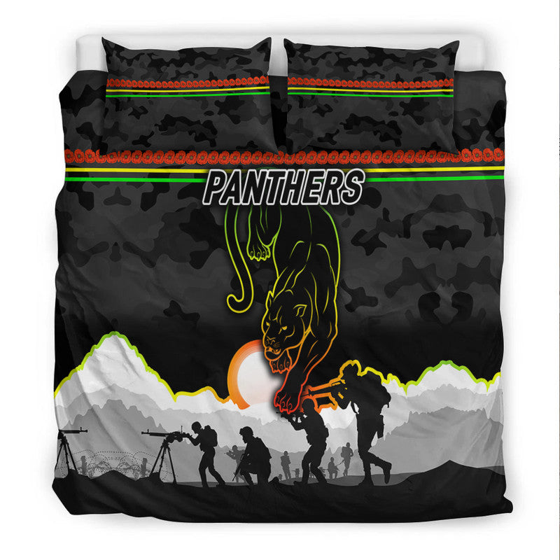 Penrith Panthers ANZAC 2022 Bedding Set Simple Style - Black - Vibe Hoodie Shop