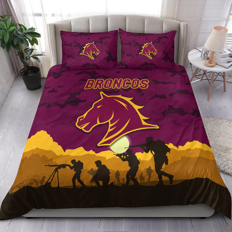 Brisbane Broncos ANZAC 2022 Bedding Set Simple Style - Maroon - Vibe Hoodie Shop