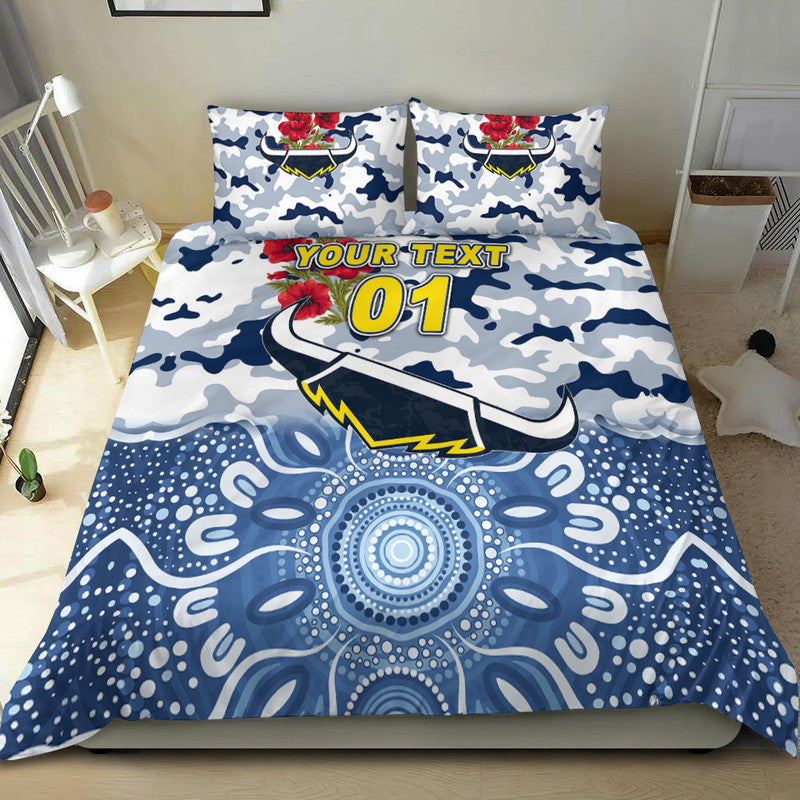 (Custom Personalised) North Queensland Cowboys ANZAC 2022 Bedding Set Indigenous Vibes - White - Vibe Hoodie Shop