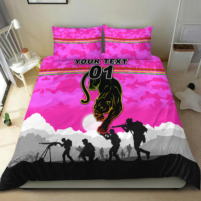 (Custom Personalised) Penrith Panthers ANZAC 2022 Bedding Set Simple Style - Pink - Vibe Hoodie Shop