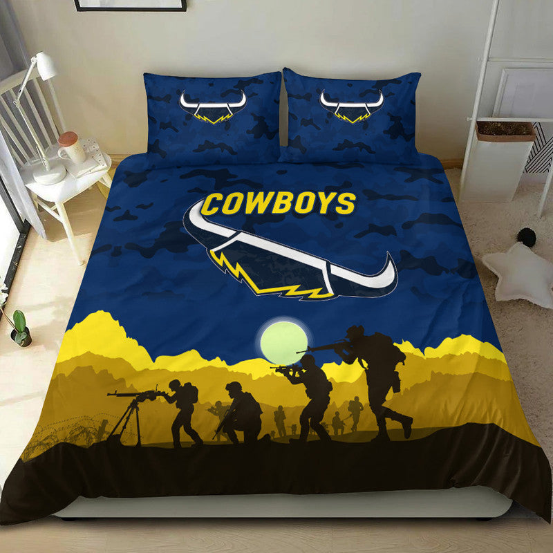 North Queensland Cowboys ANZAC 2022 Bedding Set Simple Style - Blue - Vibe Hoodie Shop