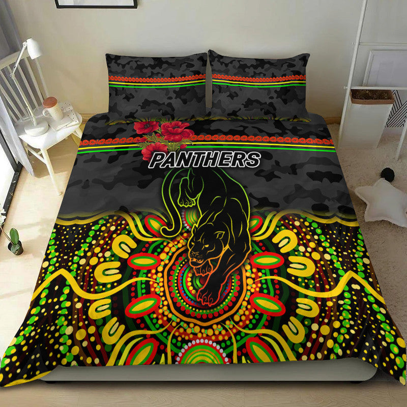 Penrith Panthers ANZAC 2022 Bedding Set Indigenous Vibes - Black - Vibe Hoodie Shop
