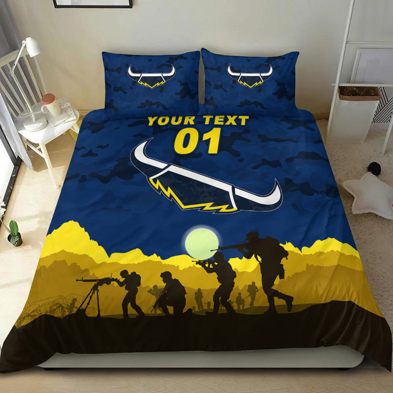 (Custom Personalised) North Queensland Cowboys ANZAC 2022 Bedding Set Simple Style - Blue - Vibe Hoodie Shop
