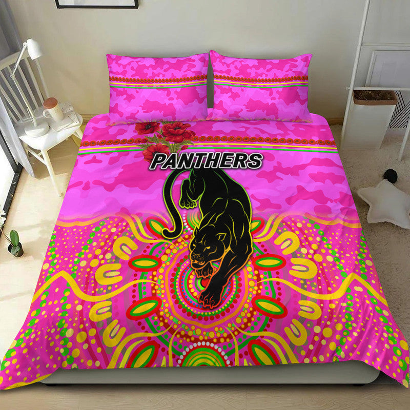 Penrith Panthers ANZAC 2022 Bedding Set Indigenous Vibes - Pink - Vibe Hoodie Shop