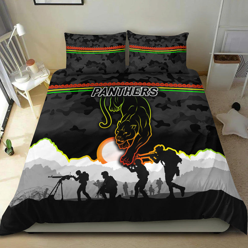 Penrith Panthers ANZAC 2022 Bedding Set Simple Style - Black - Vibe Hoodie Shop