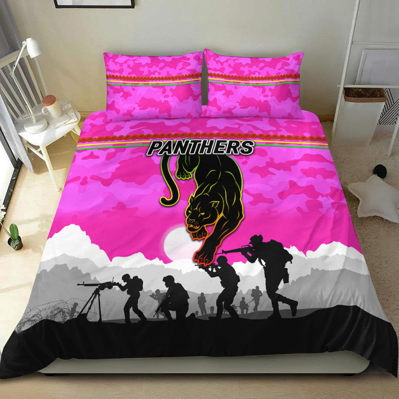 Penrith Panthers ANZAC 2022 Bedding Set Simple Style - Pink - Vibe Hoodie Shop