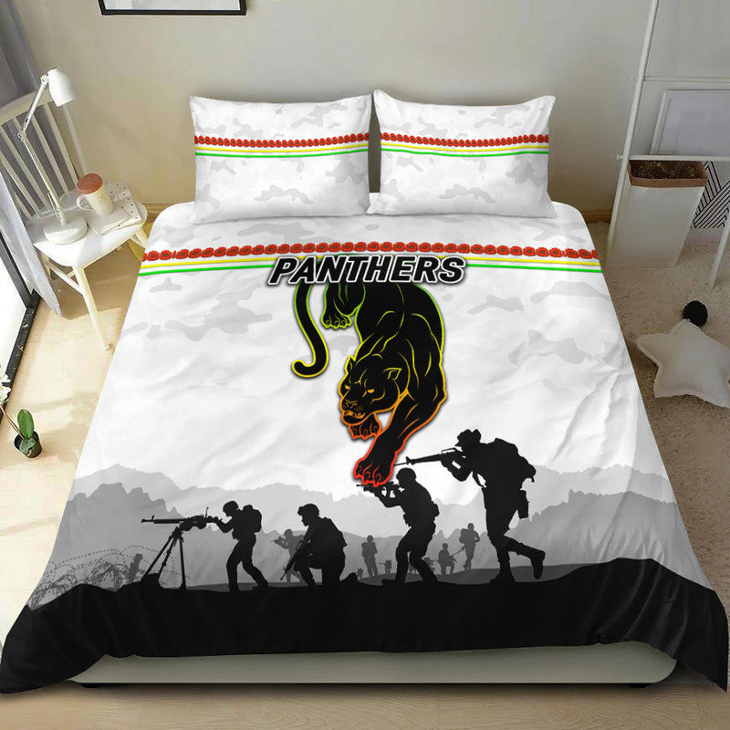 Penrith Panthers ANZAC 2022 Bedding Set Simple Style - White - Vibe Hoodie Shop