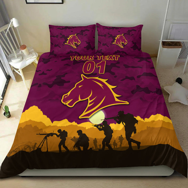 (Custom Personalised) Brisbane Broncos ANZAC 2022 Bedding Set Simple Style - Maroon - Vibe Hoodie Shop