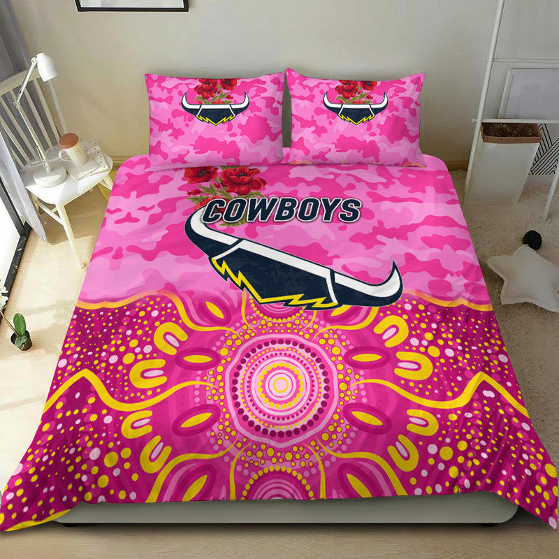 North Queensland Cowboys ANZAC 2022 Bedding Set Indigenous Vibes - Pink - Vibe Hoodie Shop