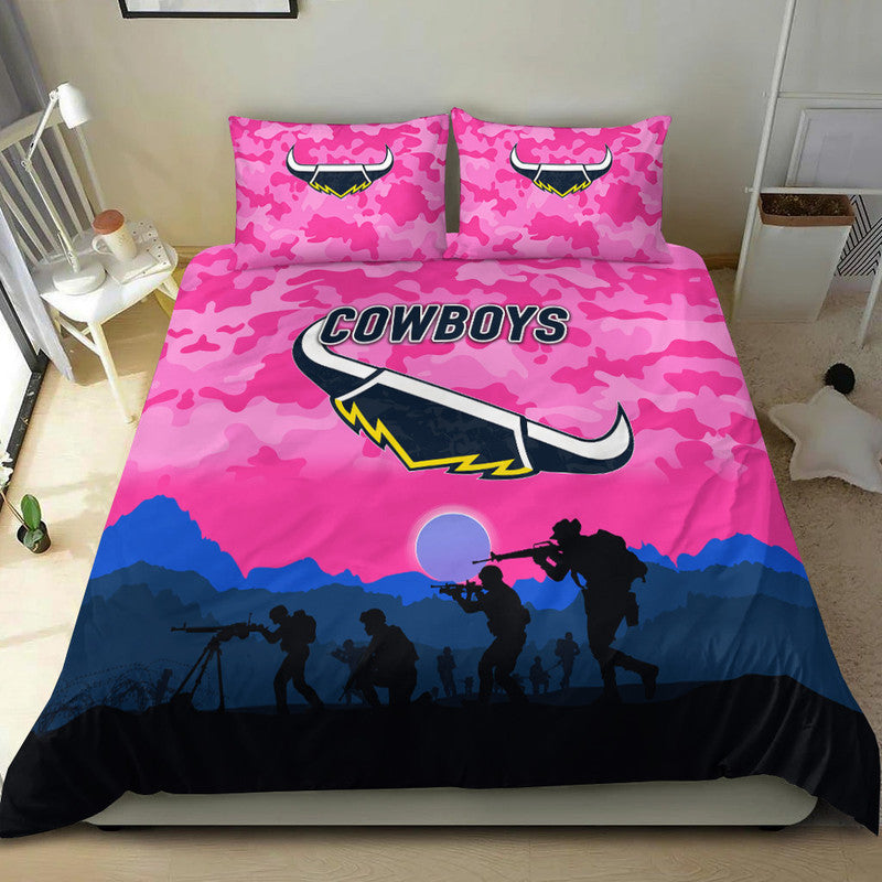 North Queensland Cowboys ANZAC 2022 Bedding Set Simple Style - Pink - Vibe Hoodie Shop