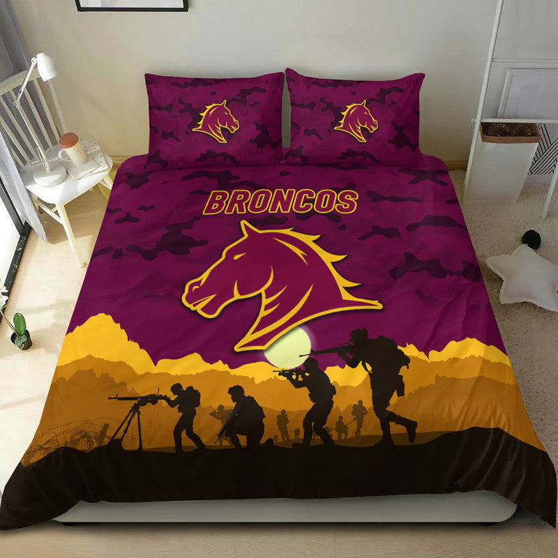 Brisbane Broncos ANZAC 2022 Bedding Set Simple Style - Maroon - Vibe Hoodie Shop
