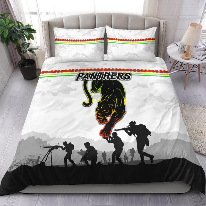 Penrith Panthers ANZAC 2022 Bedding Set Simple Style - White - Vibe Hoodie Shop