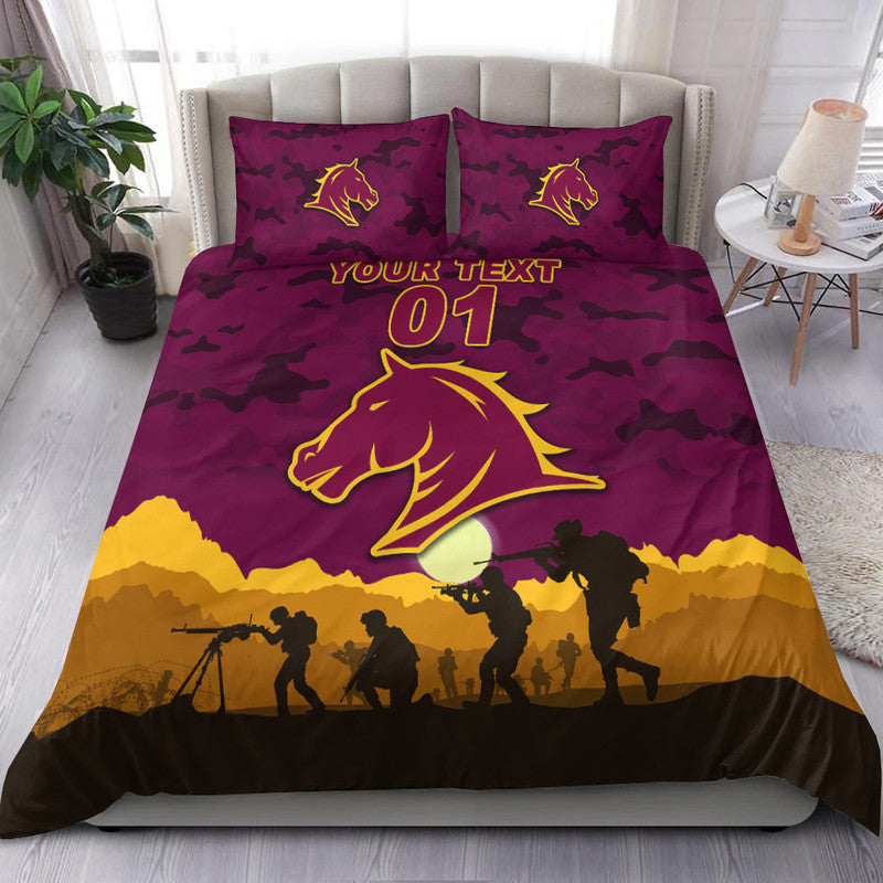 (Custom Personalised) Brisbane Broncos ANZAC 2022 Bedding Set Simple Style - Maroon - Vibe Hoodie Shop