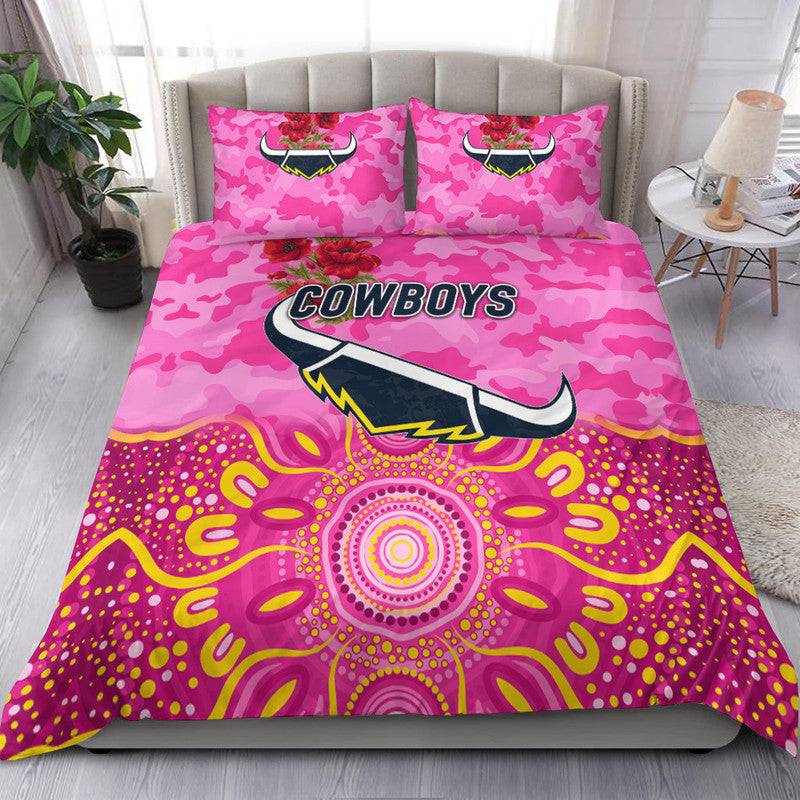 North Queensland Cowboys ANZAC 2022 Bedding Set Indigenous Vibes - Pink - Vibe Hoodie Shop