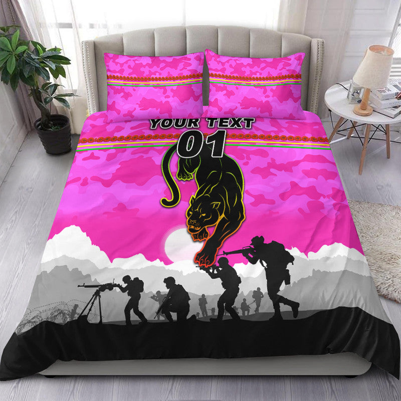 (Custom Personalised) Penrith Panthers ANZAC 2022 Bedding Set Simple Style - Pink - Vibe Hoodie Shop