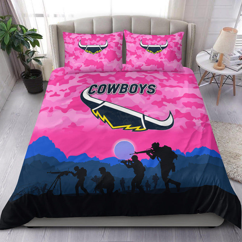 North Queensland Cowboys ANZAC 2022 Bedding Set Simple Style - Pink - Vibe Hoodie Shop