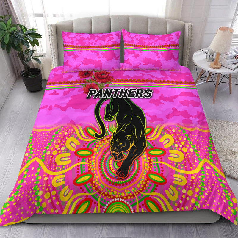 Penrith Panthers ANZAC 2022 Bedding Set Indigenous Vibes - Pink - Vibe Hoodie Shop