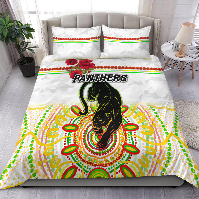 Penrith Panthers ANZAC 2022 Bedding Set Indigenous Vibes - White - Vibe Hoodie Shop