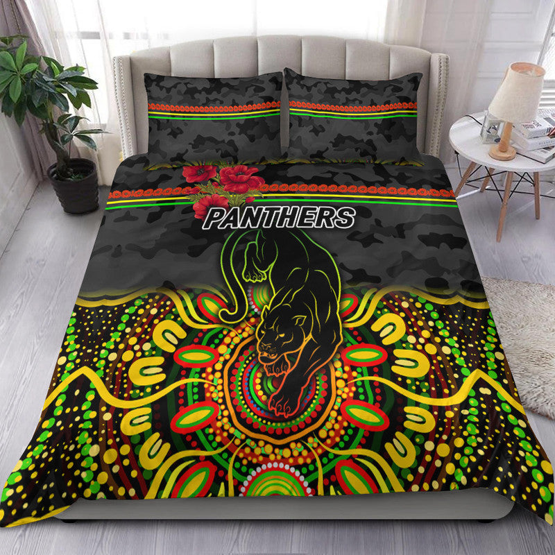 Penrith Panthers ANZAC 2022 Bedding Set Indigenous Vibes - Black - Vibe Hoodie Shop