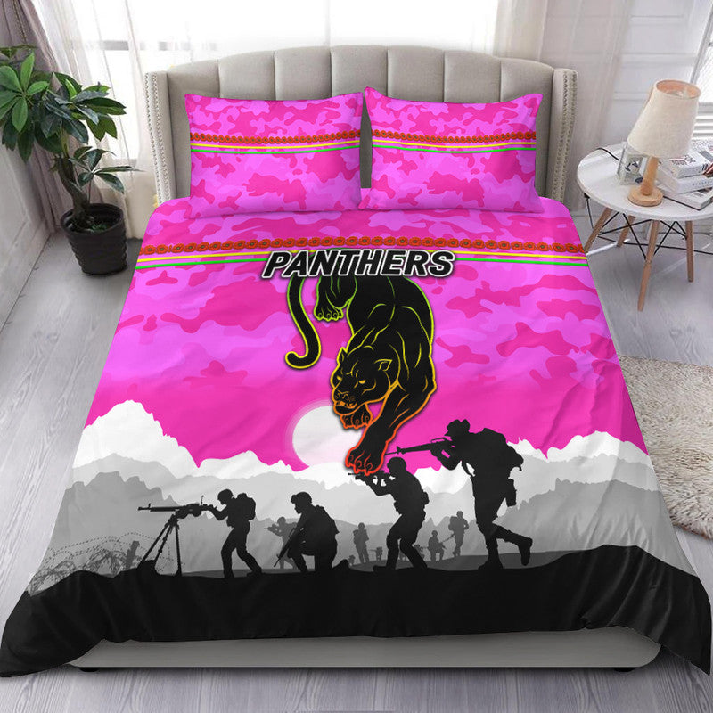 Penrith Panthers ANZAC 2022 Bedding Set Simple Style - Pink - Vibe Hoodie Shop