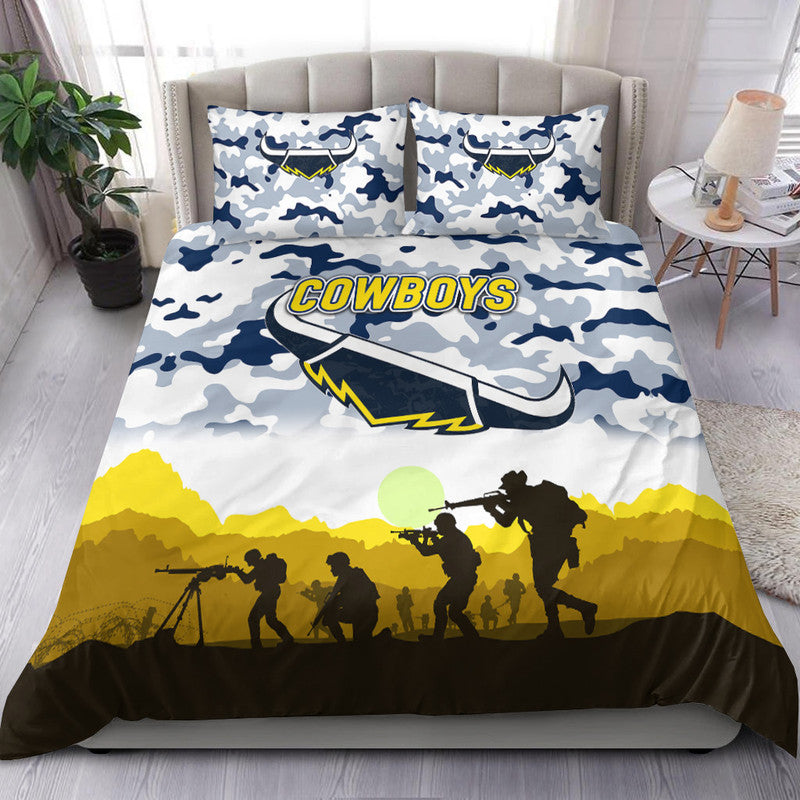 North Queensland Cowboys ANZAC 2022 Bedding Set Simple Style - White - Vibe Hoodie Shop