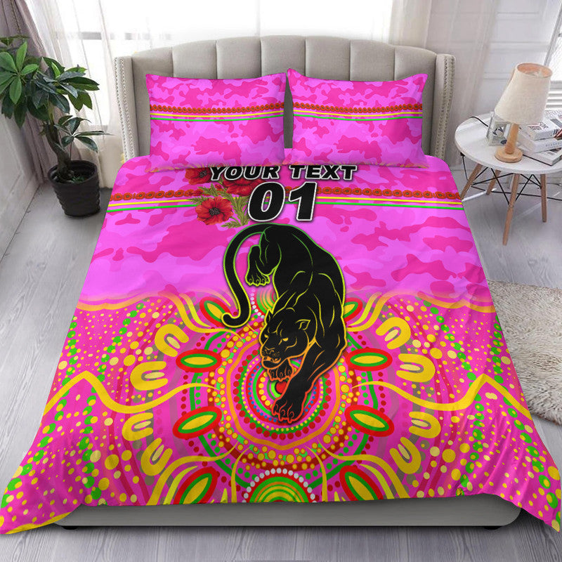 (Custom Personalised) Penrith Panthers ANZAC 2022 Bedding Set Indigenous Vibes - Pink - Vibe Hoodie Shop