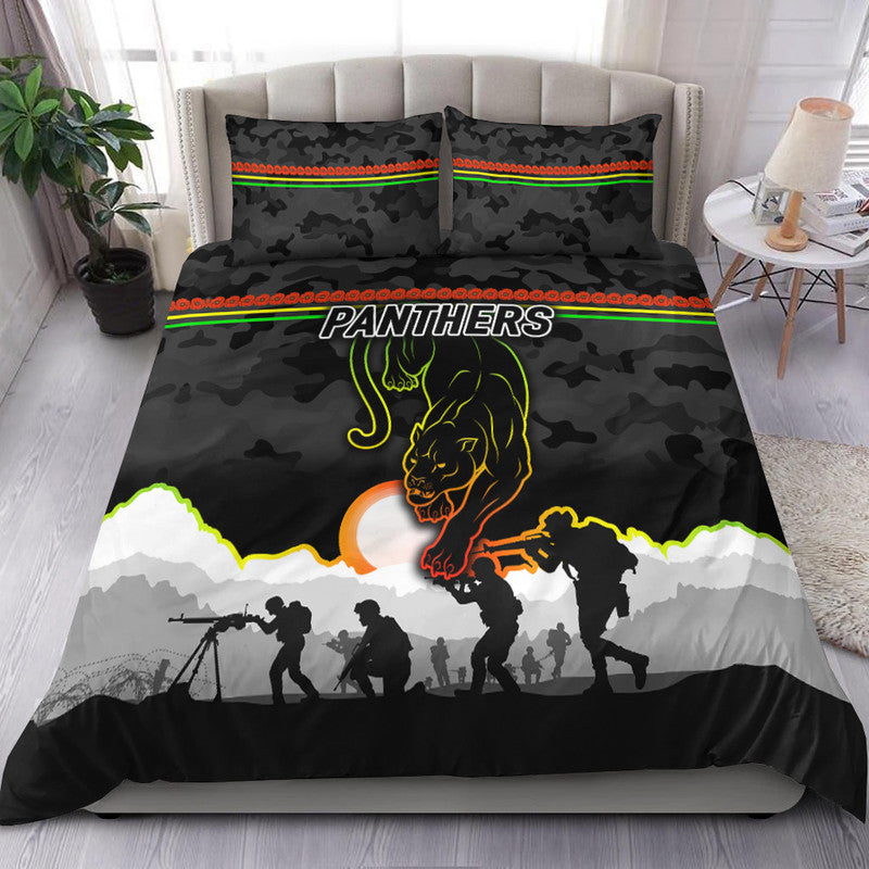 Penrith Panthers ANZAC 2022 Bedding Set Simple Style - Black - Vibe Hoodie Shop