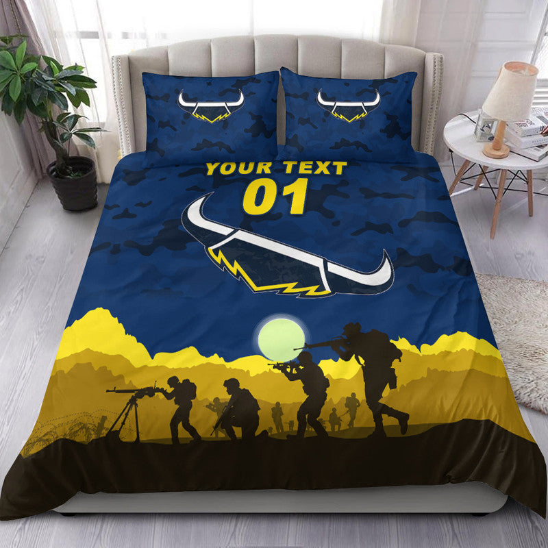 (Custom Personalised) North Queensland Cowboys ANZAC 2022 Bedding Set Simple Style - Blue - Vibe Hoodie Shop