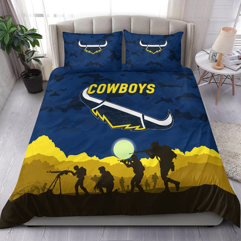 North Queensland Cowboys ANZAC 2022 Bedding Set Simple Style - Blue - Vibe Hoodie Shop