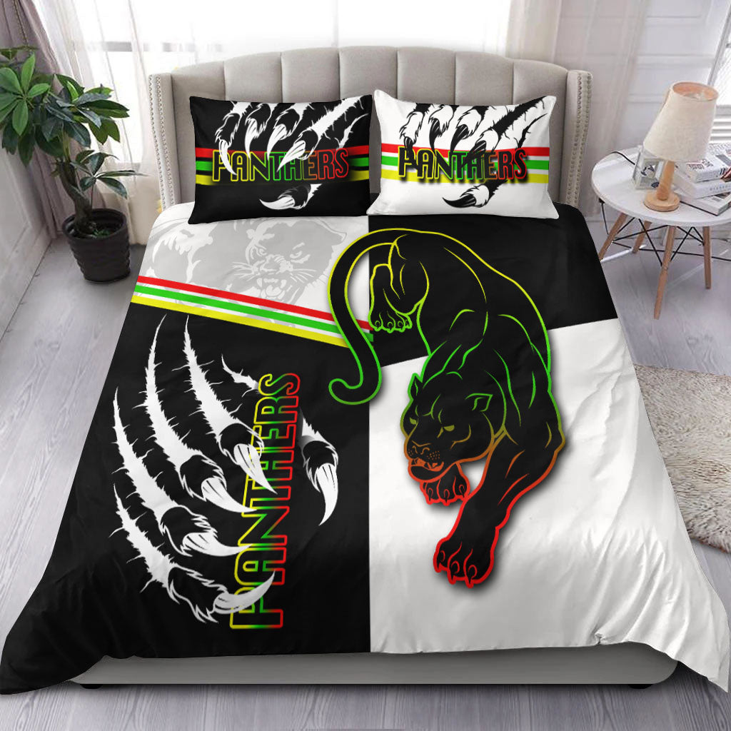 Panthers Bedding Set Claws Half Black - White Style - Vibe Hoodie Shop