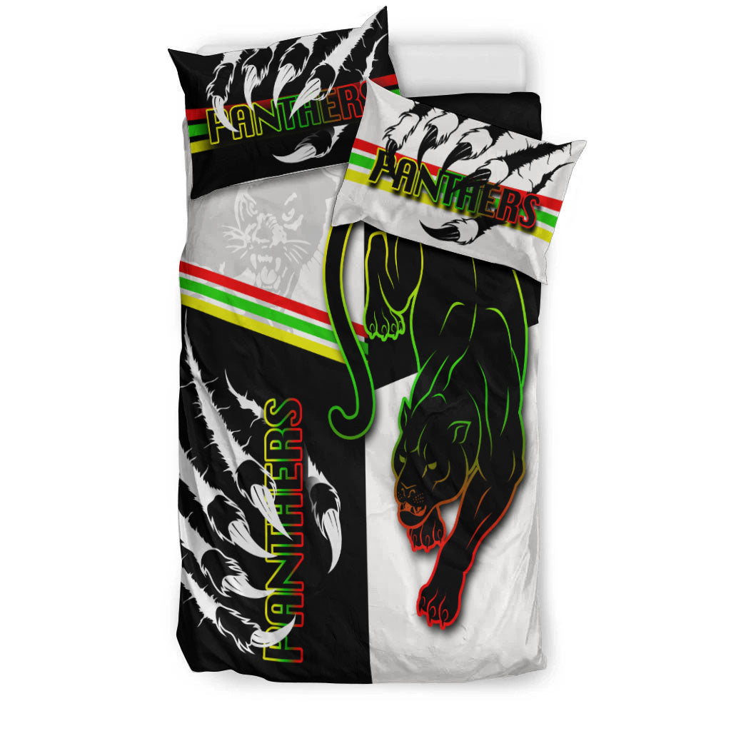 Panthers Bedding Set Claws Half Black - White Style - Vibe Hoodie Shop