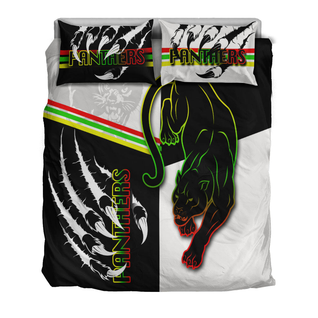 Panthers Bedding Set Claws Half Black - White Style - Vibe Hoodie Shop
