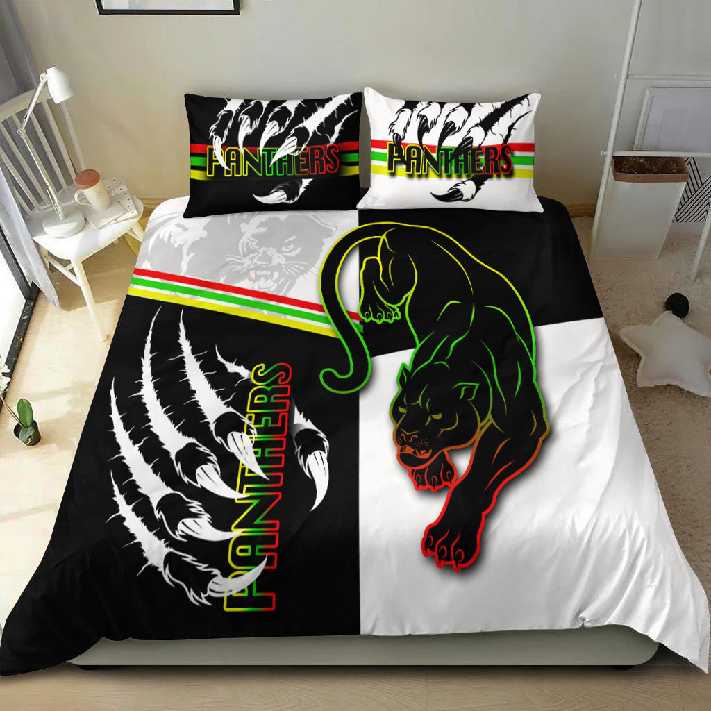 Panthers Bedding Set Claws Half Black - White Style - Vibe Hoodie Shop