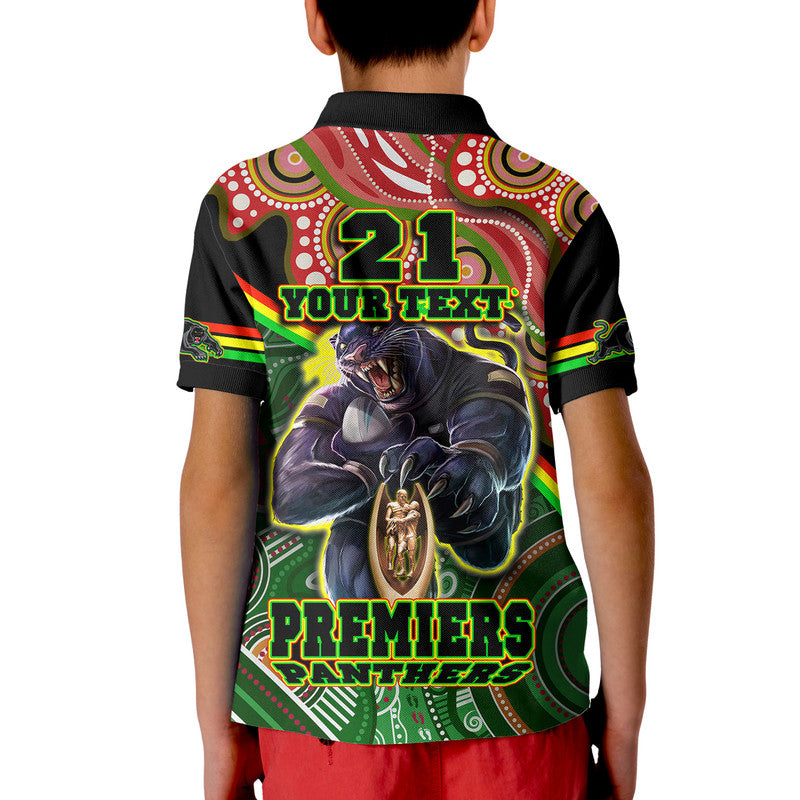(Custom Personalised) Penrith Panthers Premiers Polo Shirt Black Panther With Aboriginal Arty LT9 - Vibe Hoodie Shop