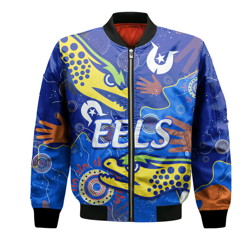 (Custom Text And Number) Parramatta Eels NAIDOC Week Bomber Jacket Torres Strait Eels Aboriginal - Vibe Hoodie Shop