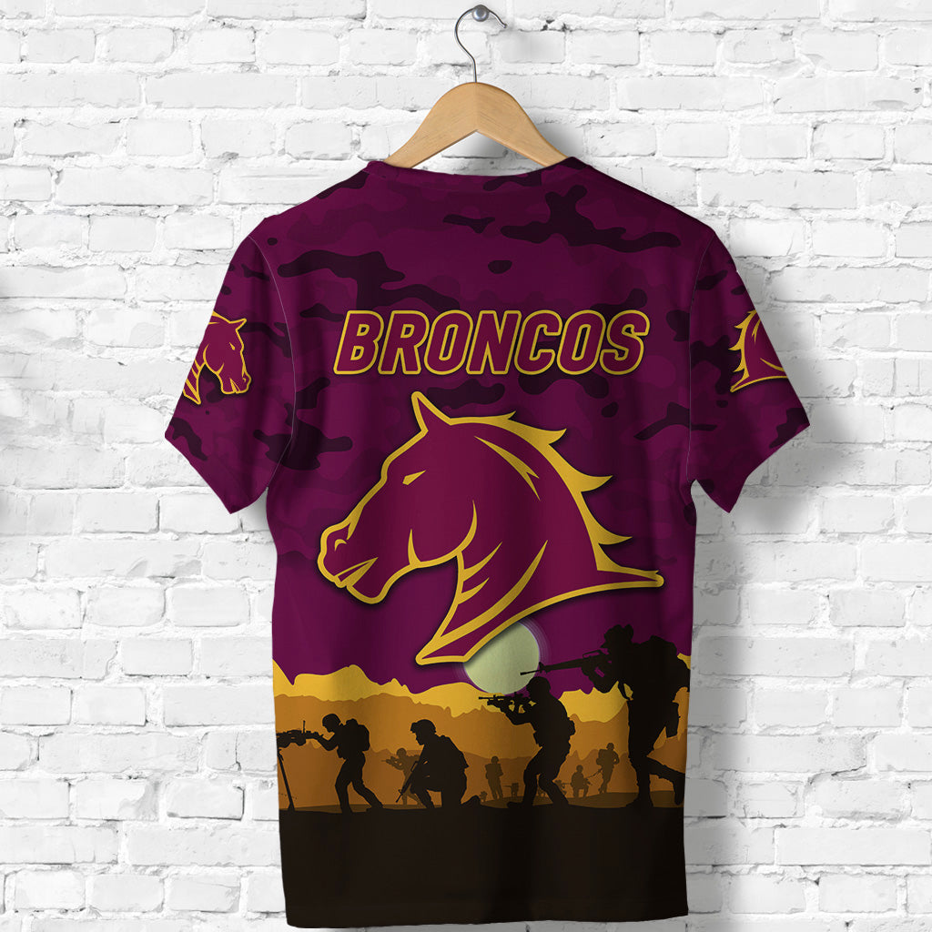 Brisbane Broncos ANZAC 2022 T shirt Simple Style - Maroon - Vibe Hoodie Shop