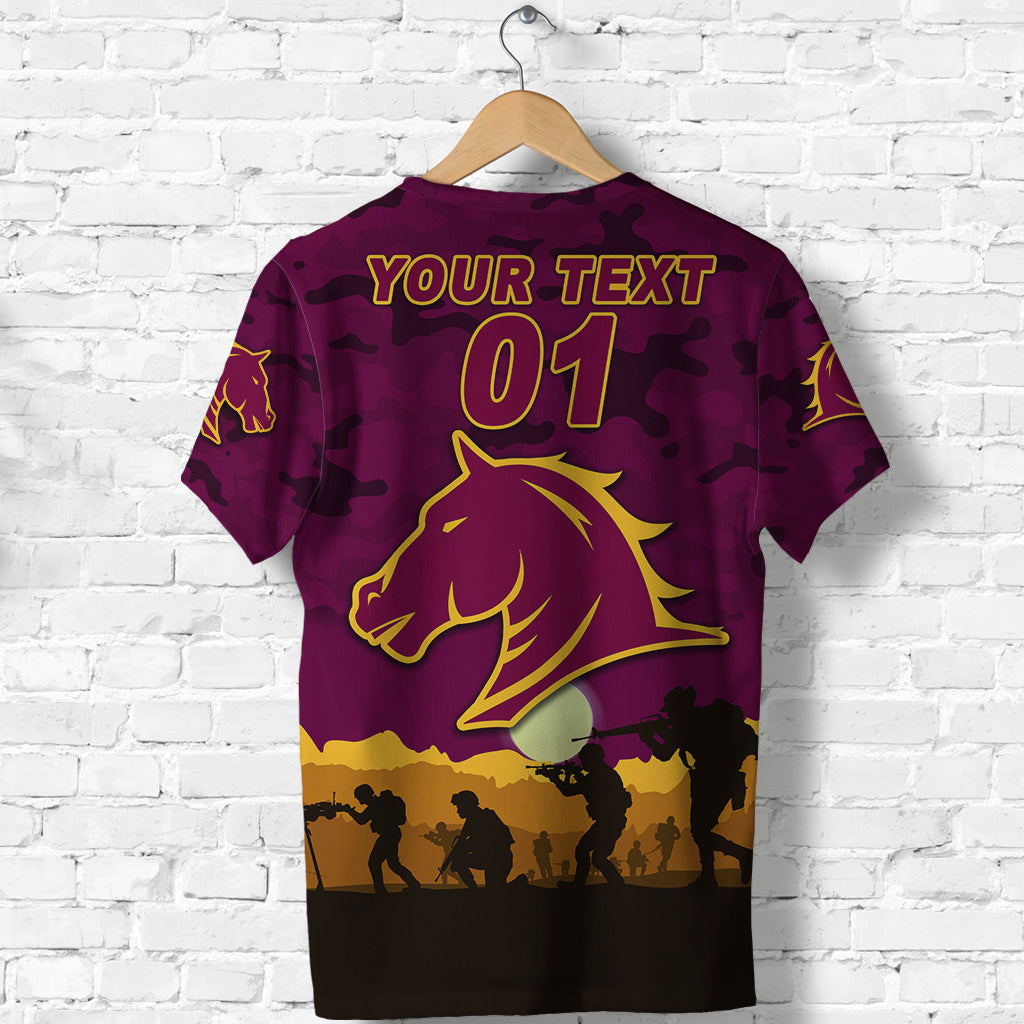 (Custom Personalised) Brisbane Broncos ANZAC 2022 T shirt Simple Style - Maroon - Vibe Hoodie Shop