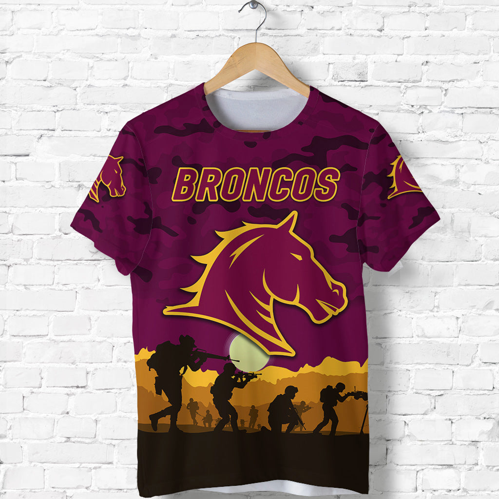 (Custom Personalised) Brisbane Broncos ANZAC 2022 T shirt Simple Style - Maroon - Vibe Hoodie Shop