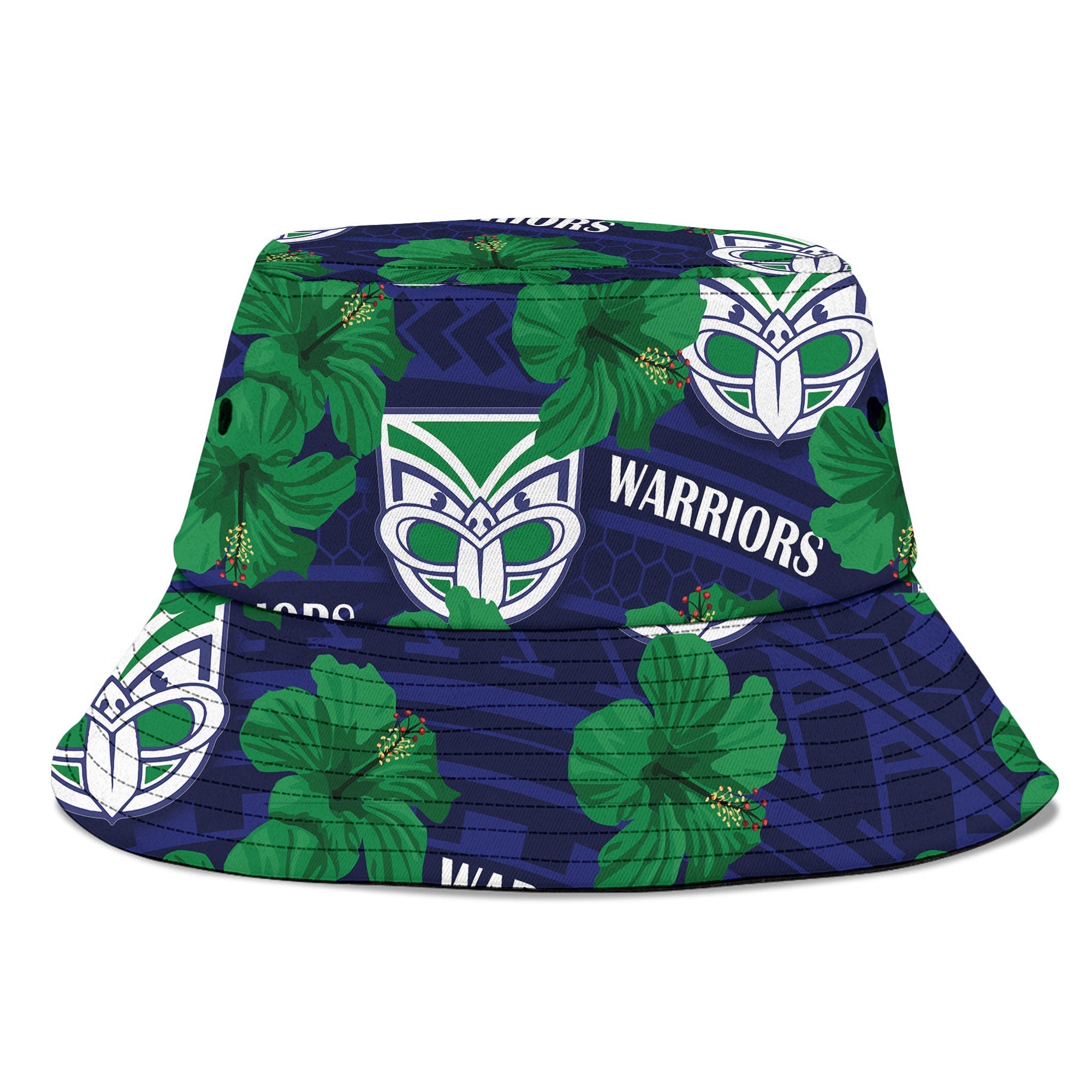 New Zealand Warriors Rugby Combo Hawaiian Shirt, Men Short and Bucket Hat Polynesian Style With Hibiscus LT9