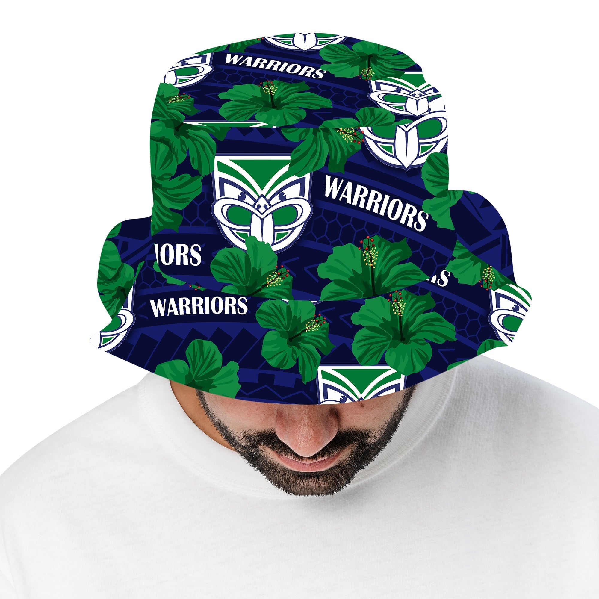 New Zealand Warriors Rugby Combo Hawaiian Shirt, Men Short and Bucket Hat Polynesian Style With Hibiscus LT9