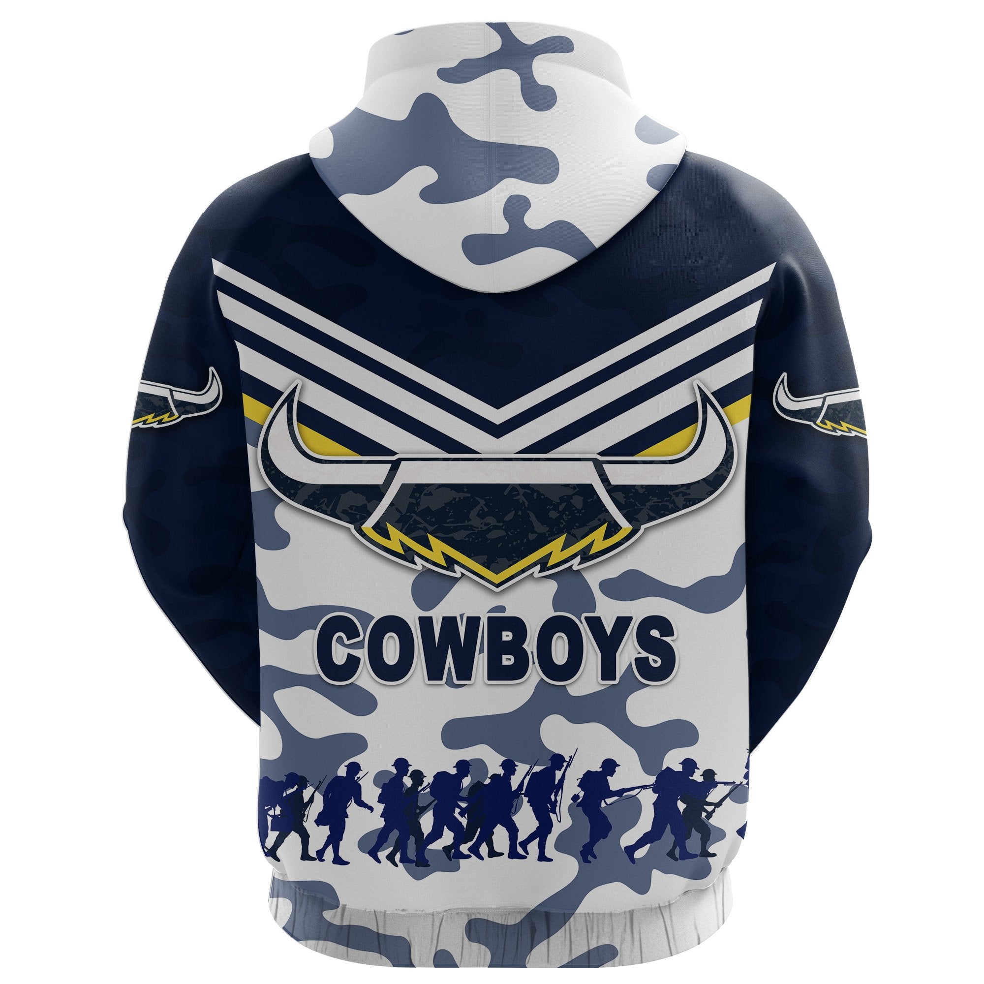 North Queensland Cowboys Zip Hoodie ANZAC Day Camouflage Vibes - White - Vibe Hoodie Shop