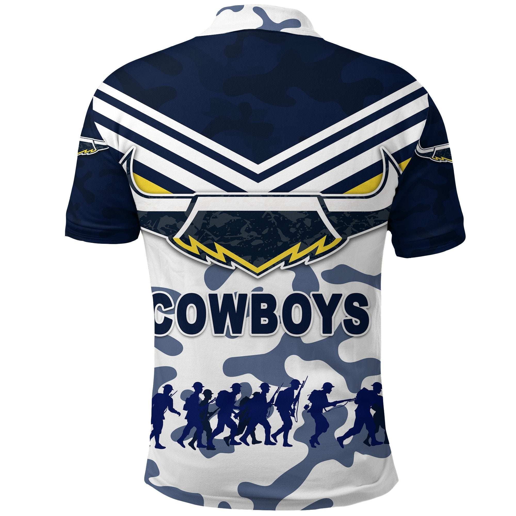 North Queensland Cowboys Polo Shirt ANZAC Day Camouflage Vibes - White - Vibe Hoodie Shop