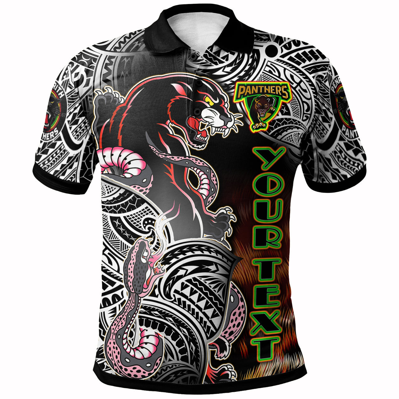 Panthers Rugby Polynesian Polo Shirt - Custom Wild Black Penrith Panthers LT10 - Vibe Hoodie Shop