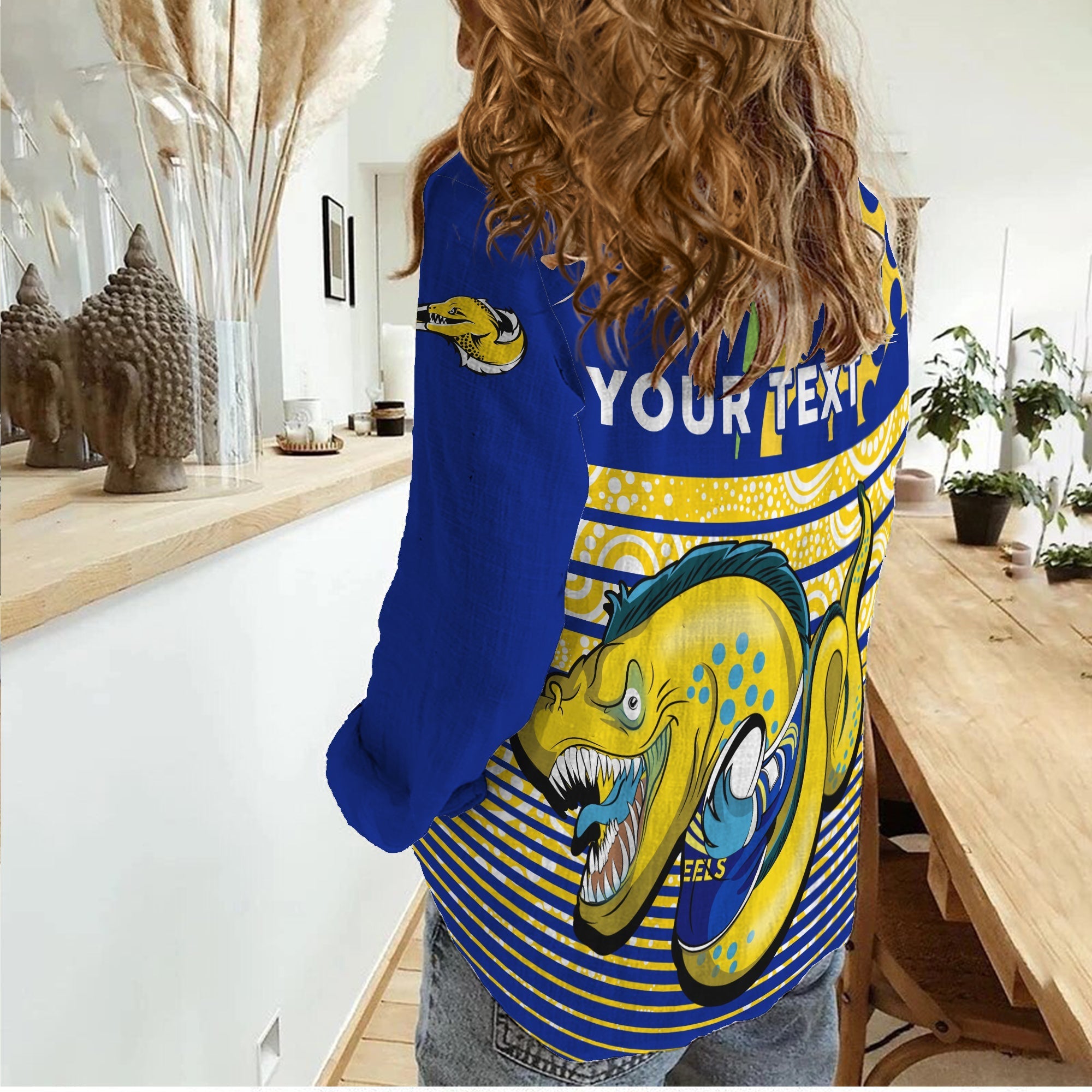 (Custom Personalised) Eels Rugby Parra Aboriginal Blue And Gold Women Casual Shirt - - Vibe Hoodie Shop