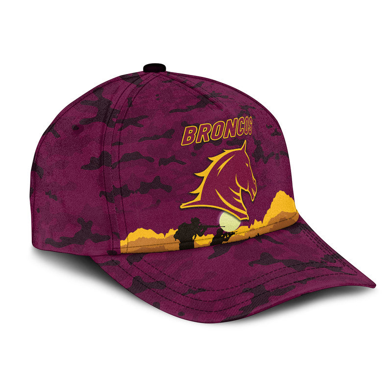 Brisbane Broncos ANZAC 2022 NRL Classic Cap Simple Style - Maroon - Vibe Hoodie Shop