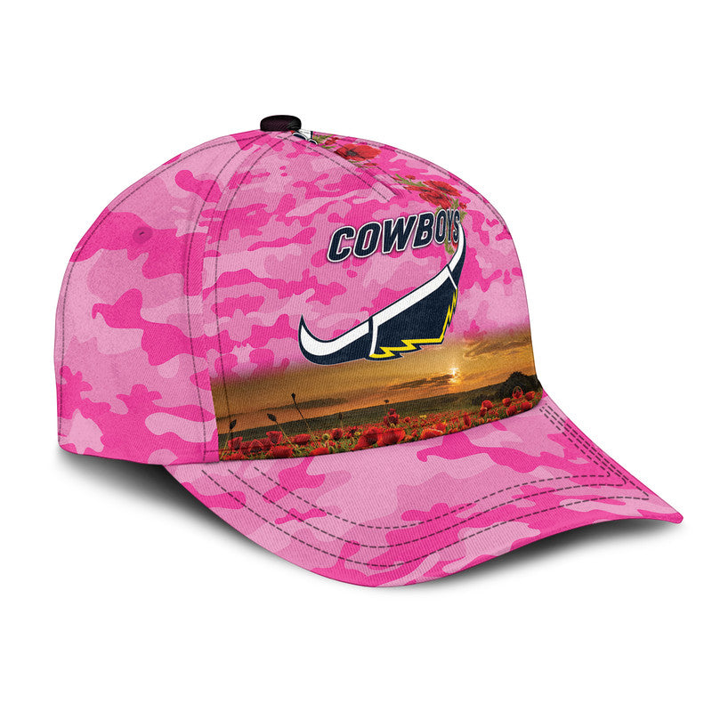 North Queensland Cowboys ANZAC 2022 NRL Classic Cap Poppy Flowers Vibes - Pink - Vibe Hoodie Shop